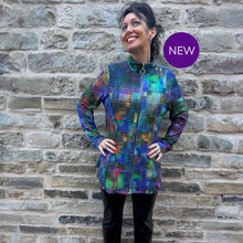 GR6704 - Abstract Indigo Crinkle Zip Jacket