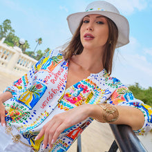 26624 - Buttoned V-Neck Top ‘My Handmade Garden by Basak Erarslan’