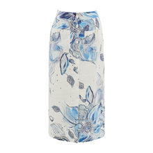 26651 - Linen Skirt ‘Blue Flowers by Amy Tieman’