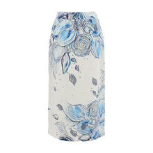 26651 - Linen Skirt ‘Blue Flowers by Amy Tieman’