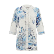 26656 - Linen Jacket ‘Blue Flowers by Amy Tieman’