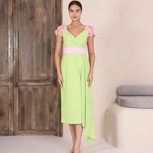 2387-40 - Flower Embroidery Cap Sleeve Dress