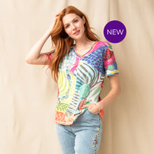 CP-92565 - ‘Morning Hike’ Tropical Arty V-Neck Top