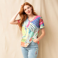 CP-92565 - ‘Morning Hike’ Tropical Arty V-Neck Top