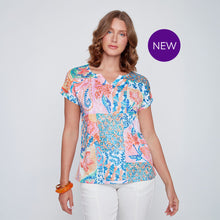 2613116 - Patchwork Print Lace Detail Top - Pennita