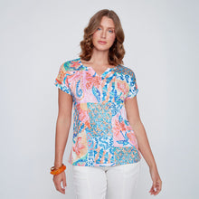 2613116 - Patchwork Print Lace Detail Top - Pennita