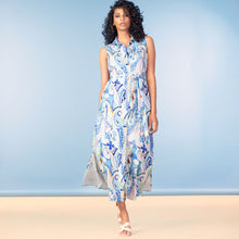 A47150 - Paisley Art Button Through Belted Maxi Dress - Pennita