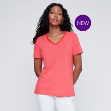 2613071 - Pink Punch Sparkle V-Neck Top - Pennita