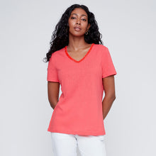 2613071 - Pink Punch Sparkle V-Neck Top - Pennita