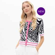 19165 - Zebra Print Pink Detail Button Cardi - Pennita