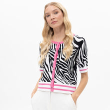19165 - Zebra Print Pink Detail Button Cardi - Pennita