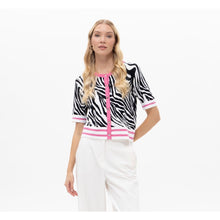 19165 - Zebra Print Pink Detail Button Cardi - Pennita