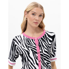 19165 - Zebra Print Pink Detail Button Cardi - Pennita