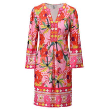 C411- ‘Playful Birds of Paradise’ Beaded V-Neck Dress - Pennita