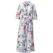 C359L - ‘Venetian Print’ Button Through Dress with Removable Belt