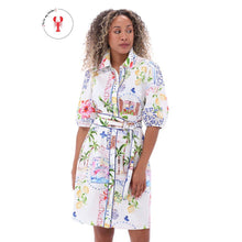 C360L - ‘Venetian Print’ Short Button Through Dress with Removable Belt