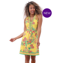 C400 - Beaded V-Neck Tropical Sleeveless Dress