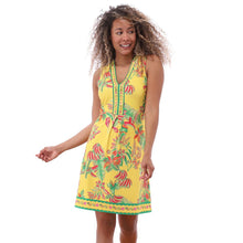 C400 - Beaded V-Neck Tropical Sleeveless Dress