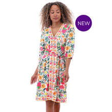C402 - ‘Fruity Floral’ V-Neck Button Through Dress with Removable Belt