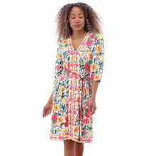 C402 - ‘Fruity Floral’ V-Neck Button Through Dress with Removable Belt