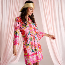 C411- ‘Playful Birds of Paradise’ Beaded V-Neck Dress - Pennita