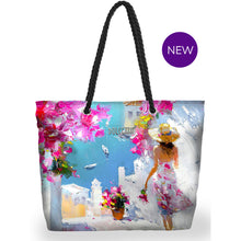 26951 - Rope Handle Beach Bag ‘Summer in Santorini by Aziz Suleymanov’