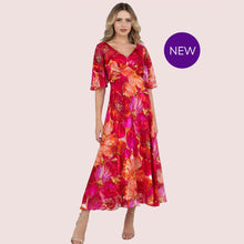 6160 - Red Floral Silk Dress - Pennita