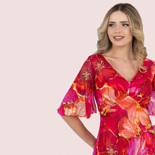6160 - Red Floral Silk Dress - Pennita