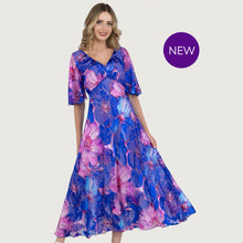 6160 - Fuchsia Floral Silk Dress - Pennita
