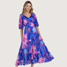 6160 - Fuchsia Floral Silk Dress - Pennita