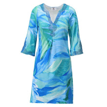 C309 - Aqua Print Long Sleeve Dress - Pennita