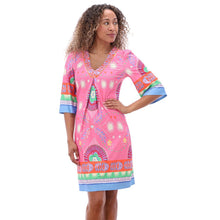 C110 - Print V-Neck Long Sleeve Dress
