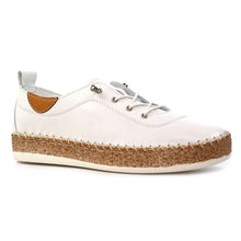 FLE050 - 'Evie' Leather Plimsole - White - Pennita
