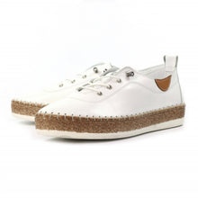 FLE050 - 'Evie' Leather Plimsole - White - Pennita