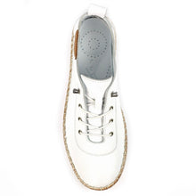 FLE050 - 'Evie' Leather Plimsole - White - Pennita