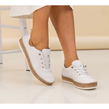 FLE050 - 'Evie' Leather Plimsole - White - Pennita