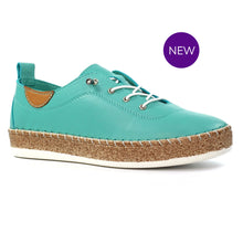 FLE050 - 'Evie' Leather Plimsole - Turquoise - Pennita