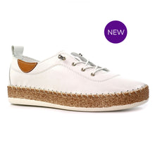 FLE050 - 'Evie' Leather Plimsole - White - Pennita