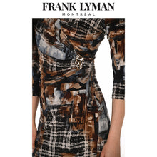 263386 - Abstract Print Long Sleeve Cross Over Dress