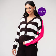 EW37137 - White Stripe Contrast Cardi