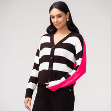 EW37137 - White Stripe Contrast Cardi