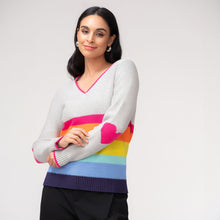 EW37172 - Stripe V-Neck Sweater