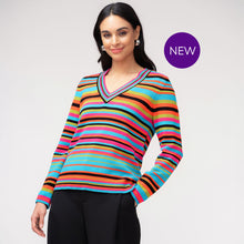 EW37165 - Cotton V-Neck Striped Sweater