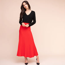 A48058 - Red Pleated Skirt