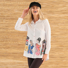 76260 - Long Dipped Hem Sparkle ‘Ladies’ Shirt