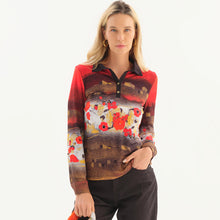 76631 - Poppy Button Top ‘Ramo De Nubes Rojas by Betina Levin’