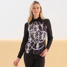 76651 - Mesh Sleeve Top ‘Chandelier by Heather French-Roussia’
