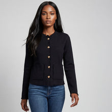 2628041 - Gold Button Knitted Cardi - Black