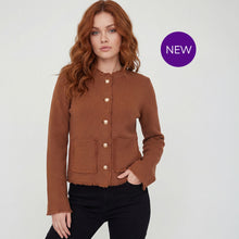 2628041 - Gold Button Knitted Cardi - Cognac