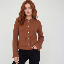 2628041 - Gold Button Knitted Cardi - Cognac